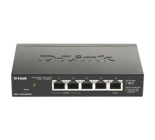 Коммутатор/ EasySmart L2 Switch 4х1000Base-T (2x1000Base-T PoE), 1x1000Base-T PD PoE, PoE Budget 18W, PD PoE power only