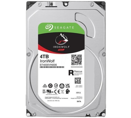 Жесткий диск Seagate IronWolf NAS HDD SATA 4Tb, 5400 rpm, 256Mb buffer, 512e/4Kn, ST4000VN006, 1 year, (аналог ST4000VN008)