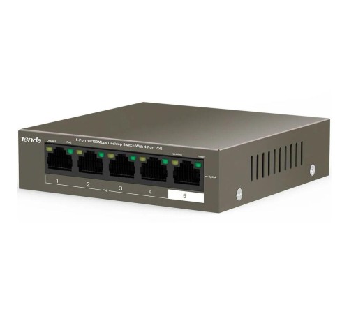 Коммутатор/ Tenda TEF1105P-4-38W 5-Port 10/100Mbps Desktop Switch with 4-Port PoE