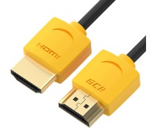 Greenconnect Кабель SLIM 0.3m HDMI 2.0, желтые коннекторы Slim, OD3.8mm, HDR 4:2:2, Ultra HD, 4K 60 fps 60Hz, 3D, AUDIO, 18.0 Гбит/с, 32/32 AWG, GCR-51573