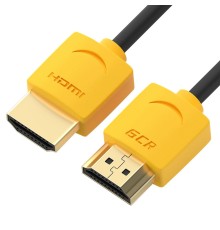 Greenconnect Кабель SLIM 0.3m HDMI 2.0, желтые коннекторы Slim, OD3.8mm, HDR 4:2:2, Ultra HD, 4K 60 fps 60Hz, 3D, AUDIO, 18.0 Гбит/с, 32/32 AWG, GCR-51573