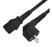 GCR Кабель питания PROF 5.0m, евровилка угловая Schuko - С13, черный, 3*1,5mm