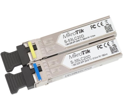Трансивер MikroTik Pair of SFP modules, S-35LC20D (1.25G SM 20km T1310nm/R1550nm, Single LC-connector) + S-53LC20D (1.25G SM 20km T1550nm/R1310nm, Single LC-connector) Трансивер MikroTik Pair of SFP modules, S-35LC20D (1.25G SM 20km T1310nm/R1550nm, Single LC-connector) + S-53LC20D (1.25G SM 20km T1550nm/R1310nm, Single LC-connector)