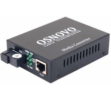 Медиаконвертер/ OSNOVO Гигабитный медиаконвертер, по одному волокну SM до 20 км, по MM - до 500м, tx1310/rx1550нм