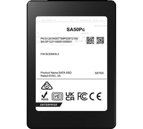Твердотельный накопитель PHISON SSD SA50Pc  480GB SATA 2.5" 3D TLC R530/W500MB/s (98/40 KIOPS) 1DWPD SSD Enterprise Solid State Drive, 1 year, OEM
