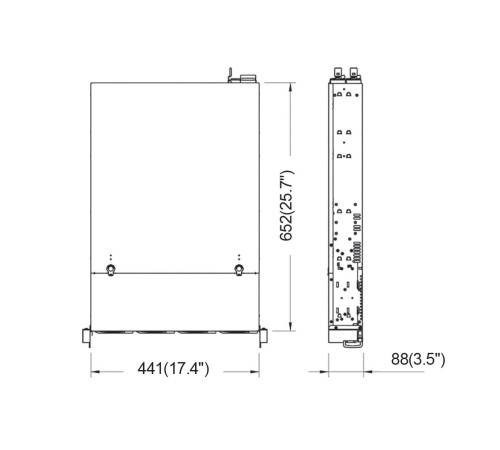 Серверный корпус/ 2U chassis; E-ATX, ATX, Micro-ATX, Mini-ITX MBs; 12 x 3.5'' hs + 2 x 2.5'' hs rear; 800 Wt CRPS(1+1); no rails