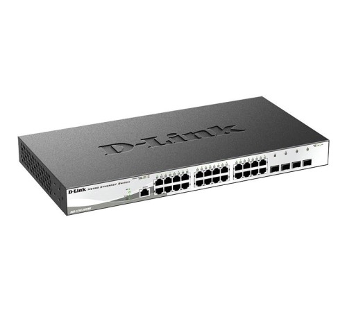 Коммутатор/ DGS-1210-28X/ME Managed L2 Metro Ethernet Switch 24x1000Base-T, 4x10GBase-X SFP+, Surge 6KV, CLI, RJ45 Console, RPS