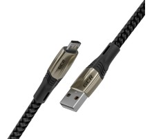 GCR Кабель 1.7m MicroUSB series MERCEDES, BLACK NYLON, быстрая зарядка, GCR-51949