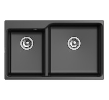 Кухонная мойка RIVELATO RIVELATO Мойка AXEL 90D  2-чаши 870*520мм, монтаж: врезной, материал: кварц, цвет: черный
