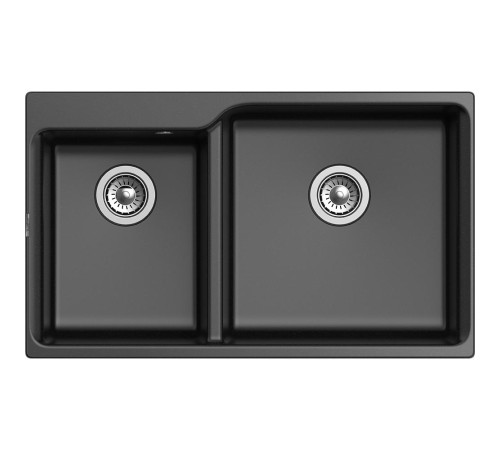 Кухонная мойка RIVELATO RIVELATO Мойка AXEL 90D 2-чаши 870*520мм, монтаж: врезной, материал: кварц, цвет: черный Кухонная мойка RIVELATO RIVELATO Мойка AXEL 90D 2-чаши 870*520мм, монтаж: врезной, материал: кварц, цвет: черный