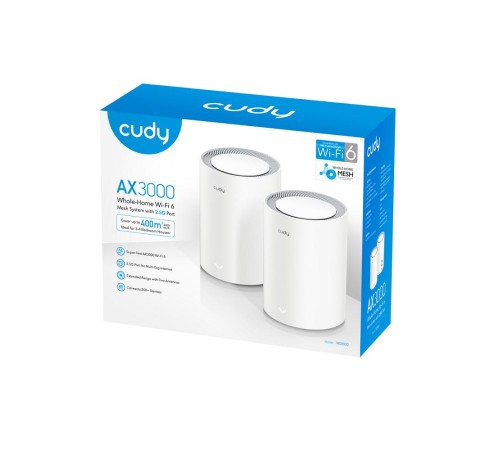 Wi-Fi Mesh-система/ AX3000 Wi-Fi 6 Mesh 2.5G Solution 2-Pack, Dual-Band, Chipset MT7981BA+MT7976CN+RTL8221B, 802.11ax/ac/a/b/g/n, 2402Mbps at 5GHz + 574Mbps at 2.4GHz, 2.5G WAN+GE LAN, 5 internal antennas, MU-MIMO, DDNS, Zerotier/Wireguard/OpenVPN/IPS Wi-Fi Mesh-система/ AX3000 Wi-Fi 6 Mesh 2.5G Solution 2-Pack, Dual-Band, Chipset MT7981BA+MT7976CN+RTL8221B, 802.11ax/ac/a/b/g/n, 2402Mbps at 5GHz + 574Mbps at 2.4GHz, 2.5G WAN+GE LAN, 5 internal antennas, MU-MIMO, DDNS, Zerotier/Wireguard/OpenVPN/IPS