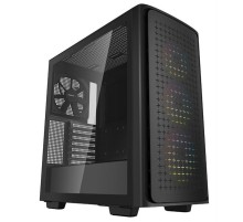 корпус Deepcool CK560 без БП, боковое окно (закаленное стекло), 3xARGB LED 120мм вентилятора спереди и 1x140мм вентилятор сзади, черный, ATX