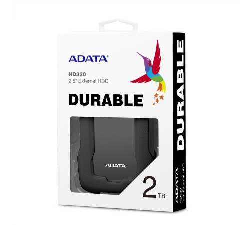 Внешний жесткий диск/ Portable HDD 2TB ADATA HD330 (Black), Silicone, USB 3.2 Gen1, 133x89x16mm, 190g /3 года/