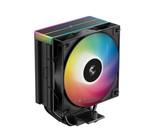 Кулер для процессора DEEPCOOL AG400 BK ARGB V2 LGA1851/1700/1200/115X/AM5/AM4 (18шт/кор, TDP 220W, PWM, ARGB Fan 120mm, 4 тепл. трубки, черный) RET (R-AG400-BKAMMN-GJD)