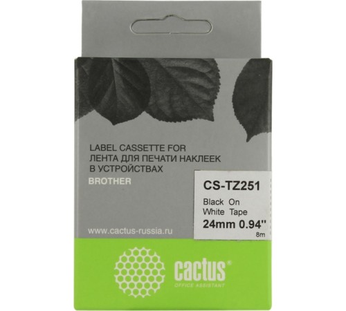 -/ Картридж ленточный Cactus CS-TZ251 TZe-251 черный для Brother 1010/1280/1280VP/2700VP