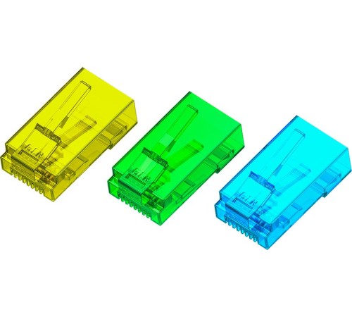 Greenconnect Коннектор цветной RJ-45 cat.5e UTP Male, для многожильного кабеля, 8p8c 15 шт (3 цвета по 5 шт), GCR-51802 Greenconnect Коннектор цветной RJ-45 cat.5e UTP Male, для многожильного кабеля, 8p8c 15 шт (3 цвета по 5 шт), GCR-51802