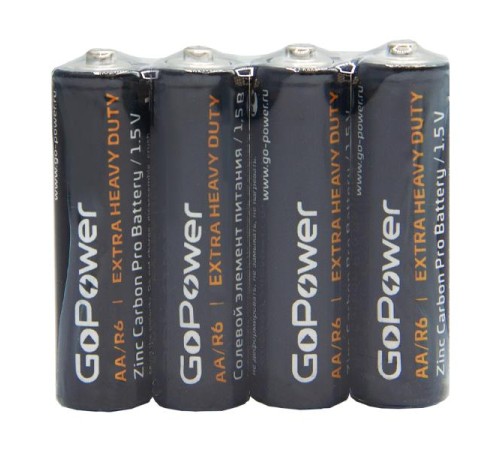 Батарейка AA/ Батарейка GoPower R6 AA Shrink 4 Heavy Duty 1.5V (4/60/1200) (60 шт.)