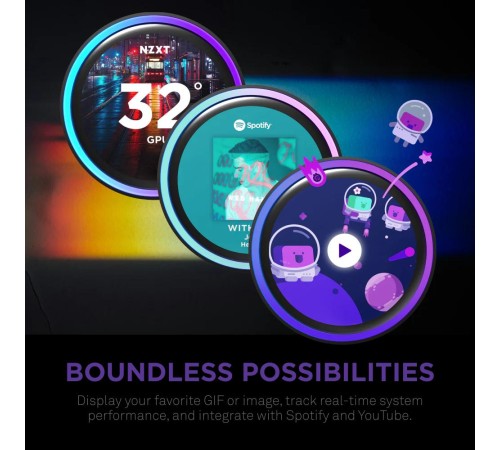 Система жидкостного охлаждения для ПК/ Water Cooling System NZXT Kraken Elite 420 RGB (350W, 420mm, LED temp., Black/ Fans: 3x140mm, 98.61CFM, 34.5dBA, 2000RPM/ Pump height 65mm, 2800RPM, Rad thickness 27mm/ S: 1851, 1700, 1200, 115X, AM5, AM4)