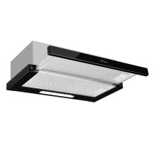 Встраиваемая вытяжка MONSHER/ Встраиваемая вытяжка, ширина 60 см, отвод/рециркуляция, 550 м3/час, механическое управление, 3 скорости, светодиодное освещение 1х2 Вт, металлические жироулавливающие фильтры, угольный фильтр KFY (опция), цвет черное стекло