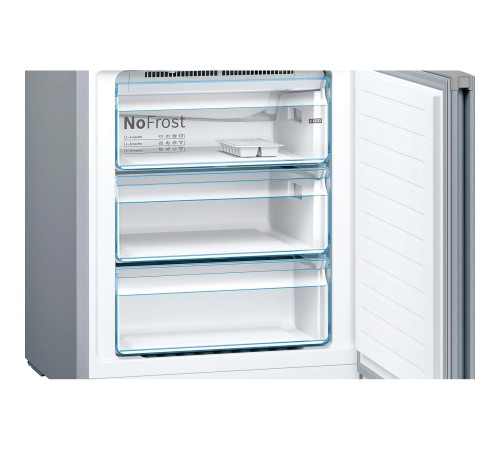 Холодильник BOSCH Serie 4, Full NoFrost, Габариты 203x70x67, Общий пол. объем: 435 (х:330, м:105), Серебристый, Цифровой LED дисплей (черный), Утопленные ручки во всю высоту, Multi Airflow, Нулевые зоны VitaFresh с регулировкой температуры, Зона свежест Холодильник BOSCH Serie 4, Full NoFrost, Габариты 203x70x67, Общий пол. объем: 435 (х:330, м:105), Серебристый, Цифровой LED дисплей (черный), Утопленные ручки во всю высоту, Multi Airflow, Нулевые зоны VitaFresh с регулировкой температуры, Зона свежест