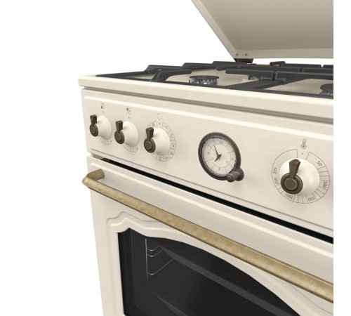 Плита Gorenje/ Плита Gorenje, комбинированная, 60 см, объем 71 л, электронный программатор с аналоговым дисплеем, автоматический электроподжиг, очистка паром AquaClean, энергоэффективность А, цвет бежевый