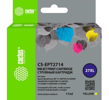 -/ Картридж струйный Cactus CS-EPT2714 27XL желтый (17мл) для Epson WorkForce WF-3620/3640/7110/7210
