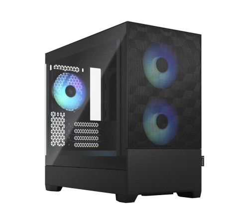 Корпус ПК без блока питания/ Case Fractal Design Pop Mini Air RGB TG Clear Tint, Mini-Tower, 3x120mm RGB, 2xUSB-A 3.2 mATX, mITX Black