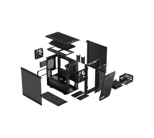 Корпус ПК без блока питания/ Case Fractal Design Meshify 2 Mini TG Dark Tint, Mini-Tower, 1x120mm + 1x140mm, 2xUSB-A 3.2 + 1xUSB 3.2 Type-C mATX, mITX, mDTX Black