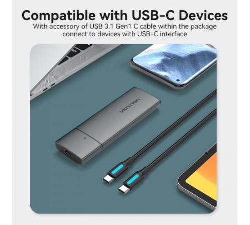 Корпус для SSD Vention USB 3.1 Gen 2-C M.2 NVMe Серый