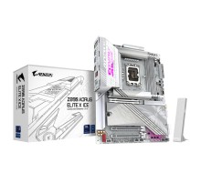 Материнская плата/ Z890 AORUS ELITE X ICE, Socket 1851, Intel®Z890, 4xDDR5-6400, 3xPCI-Ex16, 4xSATA3(RAID 0/1/5/10), 5xM.2, 8Ch Audio, 1x2.5GbLan, WiFi, (4+4)xUSB2.0, (6+2)xUSB3.2, (1+1)xUSB Type-C™, ATX, RTL