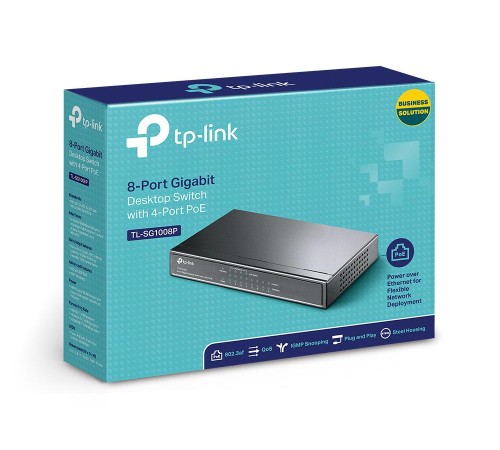 Коммутатор/ 8-Port Gigabit Desktop PoE Switch, 8 Gigabit RJ45 ports including 4 PoE ports, steel case