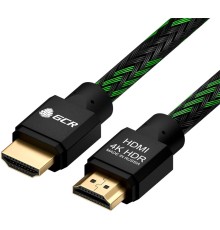 GCR Кабель 1.5m HDMI 2.0, BICOLOR нейлон, AL корпус черный, HDR 4:2:2, Ultra HD, 4K 60 fps 60Hz/5K*30Hz, 3D, AUDIO, 18.0 Гбит/с, 28AWG. GCR-52161