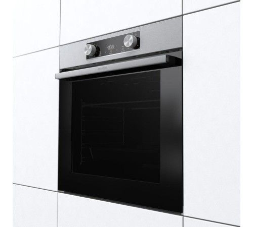 Встраиваемые электрические духовки GORENJE/ Духовой шкаф, Полезный объем: 77 л, Автопрограммы, Стандартный шарнир дверцы, Решетка, Съемные направляющие, Дверца CompactDoor: 2 стекла + 1 термослой, Габаритные размеры (вхшхг): 59,5 × 59,5 × 56,4 см, Вес (бр