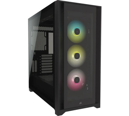 Корпус без блока питания/ Case Corsair iCUE 5000X RGB, Midi-Tower, TG, 3x120mm RGB, 2xUSB-A 3.2, 1xUSB 3.2 Type-C, E-ATX, ATX, mATX, mITX Black