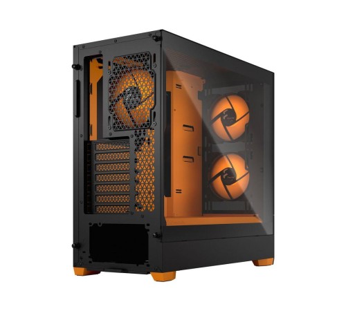 Корпус ПК без блока питания/ Case Fractal Design Pop Air RGB Orange Core TG Clear Tint, Midi-Tower, 3x120mm RGB, 2xUSB-A 3.2 ATX, mATX, mITX Black/Orange