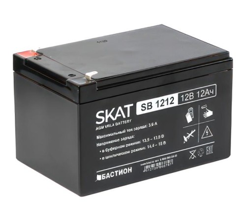 2535 SKAT SB 1212, 12В, 12Ач, максимальный ток заряда 3,6 А. Тип клеммы — F1 нож. Размер корпуса — 99х151х100. Вес — 3,2 кг. Срок службы — 6 лет. Гарантия - 18 месяцев. 2535 SKAT SB 1212, 12В, 12Ач, максимальный ток заряда 3,6 А. Тип клеммы — F1 нож. Размер корпуса — 99х151х100. Вес — 3,2 кг. Срок службы — 6 лет. Гарантия - 18 месяцев.