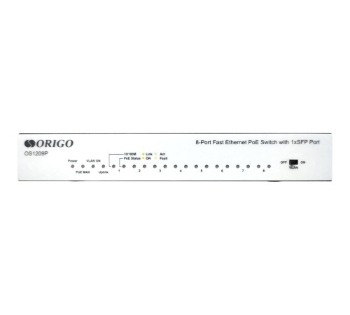 Коммутатор/ Unmanaged Switch 8x100Base-TX PoE, 1x1000Base-X SFP, PoE Budget 80W, metal case