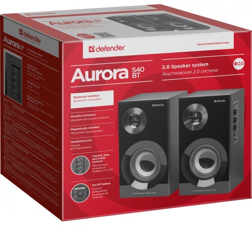 Defender Акустическая 2.0 система Aurora S40 BT 40Вт, bluetooth, 220В