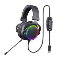 Гарнитура игровая проводная Dareu EH925s Pro Black (черный), подсветка RGB, съемный микрофон с  шумоподавлением, подключение USB, длина кабеля 2,2м