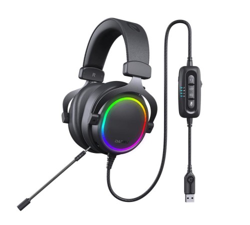 Гарнитура игровая проводная Dareu EH925s Pro Black (черный), подсветка RGB, съемный микрофон с шумоподавлением, подключение USB, длина кабеля 2,2м Гарнитура игровая проводная Dareu EH925s Pro Black (черный), подсветка RGB, съемный микрофон с шумоподавлением, подключение USB, длина кабеля 2,2м