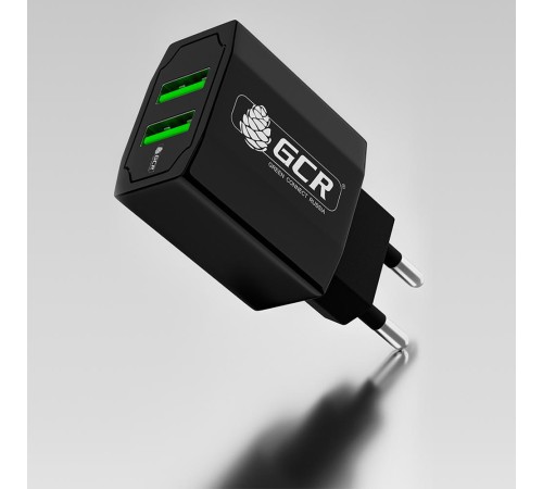 GCR Сетевое зарядное устройство на 2 USB порта 3.1 A, черное, GCR-51982 GCR Сетевое зарядное устройство на 2 USB порта 3.1 A, черное, GCR-51982