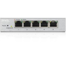 Коммутатор/ ZYXEL GS1200-5 Smart L2 Switch, 5xGE, Desktop, Silent, Supports VLAN, IGMP, QoS and Link Aggregation