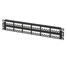 Патч-панель экранированная MiniCom 48портов 2U незаполненная/ Patch Panel, 48 Port, All Metal, Black