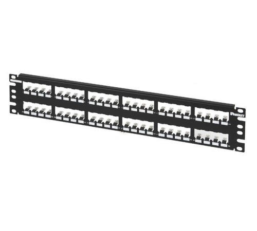 Патч-панель экранированная MiniCom 48портов 2U незаполненная/ Patch Panel, 48 Port, All Metal, Black