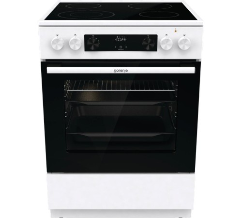 Плита GORENJE/ Тип плиты: электрическая, Тип варочной поверхности: стеклокерамическая, Цвет: белый, Гриль: Есть, Ширина, см: 60