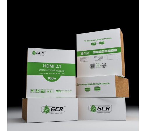 GCR Кабель 100m оптический HDMI 2.1 8K 60Hz, для подключения SmartTV, AppleTV, XBOX Series X, PS5, GCR-52443