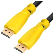 GCR Кабель 1.0m HDMI версия 1.4, черный, желтые коннекторы, OD7.3mm, 30/30 AWG, позолоченные контакты, Ethernet 10.2 Гбит/с, 3D, 4K GCR-HM340-1.0m, экран