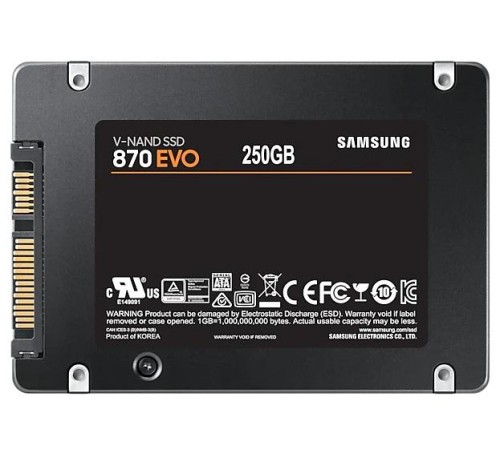 Твердотельный накопитель SSD 2.5" 250Gb Samsung SATA III 870 EVO (R560/W530MB/s) (MZ-77E250BW) 1year
