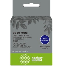 -/ Картридж ленточный Cactus CS-D1-40913 40913 черный/белый для Dymo LM 160, 210D, 280, PnP, 420P, 500 TS; Rhino Pro 6000, 5200, 4200