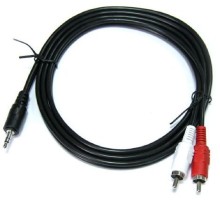 Кабель/ Кабель AUX GoPower Jack 3.5mm (m)-2xRCA (m) 1.5м ПВХ черный в пакете (1/200)